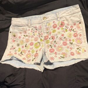 Exhilaration Sz.14/16 Floral Embroidered Denim Shorts